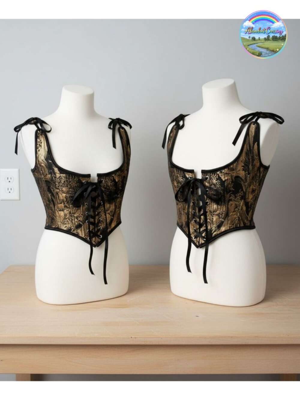 Renaissance Corset Top Underbust Jacquard Lace Up Bustier